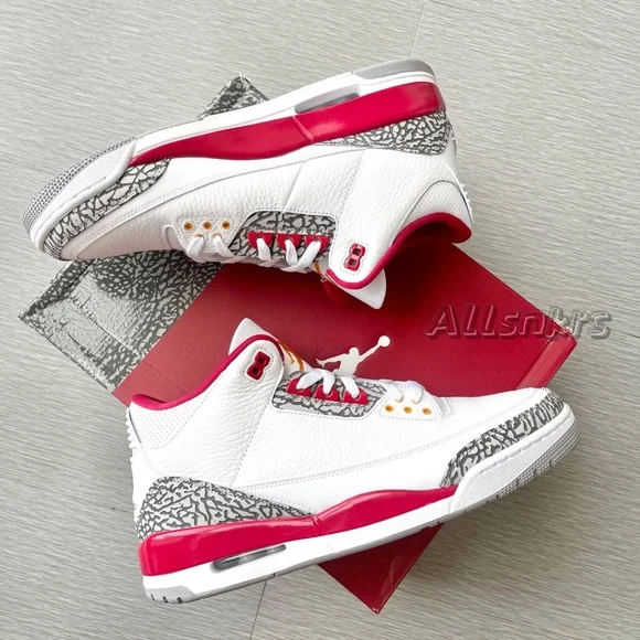 Air Jordan 3 Retro Cardinal Red Men’s - Picture 6 of 8